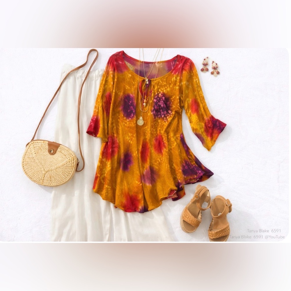 ✨ Boho Tie-Dye Tunic Top – Free Size (Fits L–XL) ✨